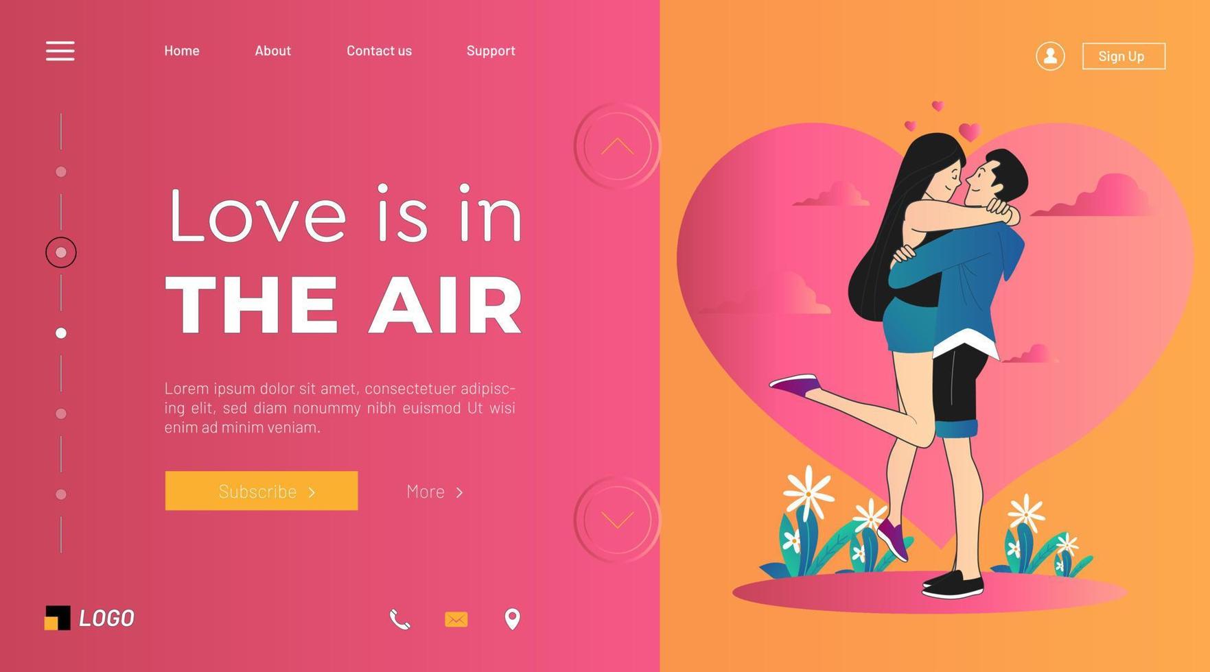 valentine day landing page design vector