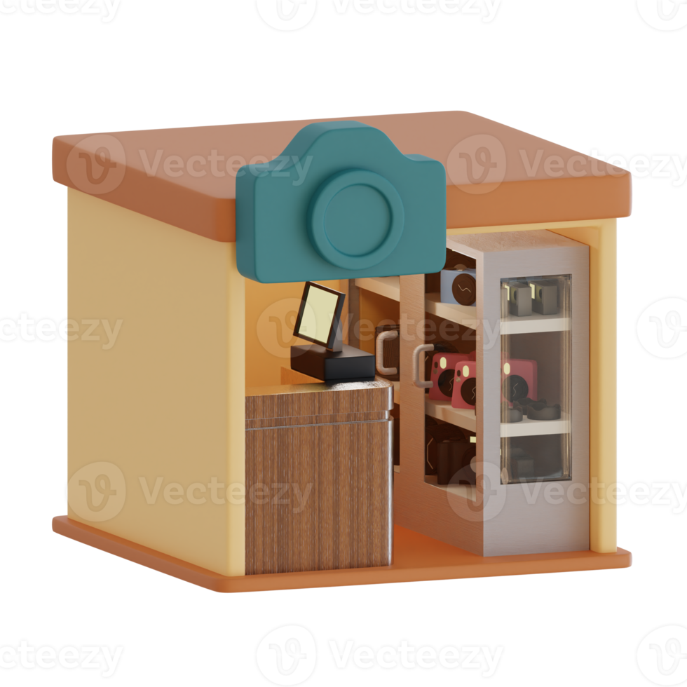 3d rendering isometric camera shop perfect for design project png