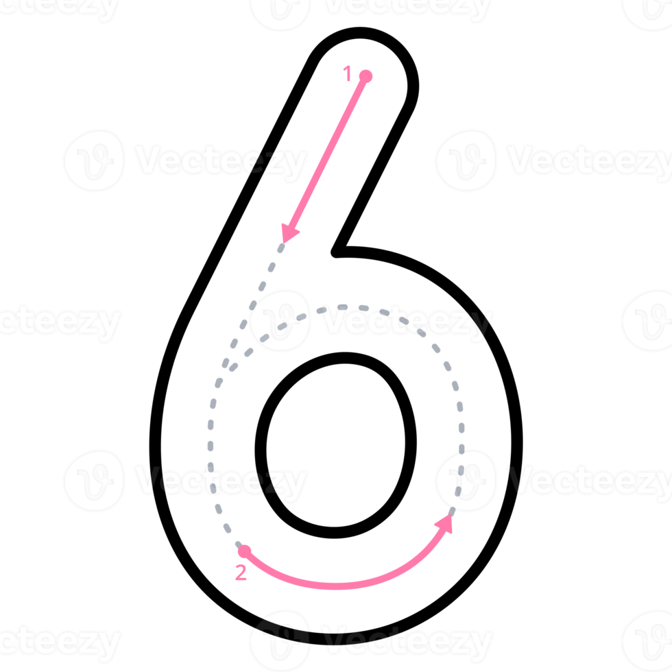 Comment à écrire nombre 6 avec tracé guider png