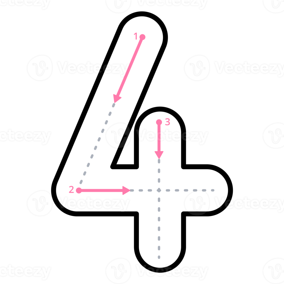 cómo a escribir número 4 4 con rastreo guía png