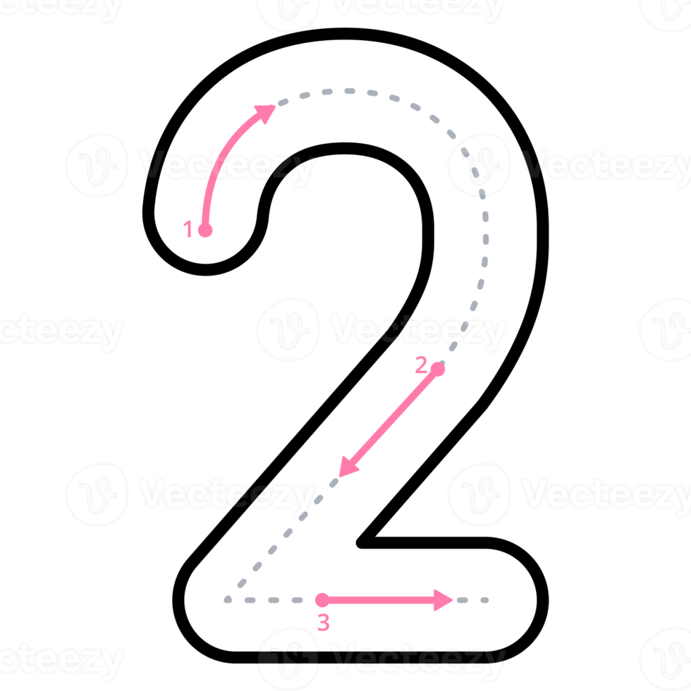 Comment à écrire nombre 2 avec tracé guider png