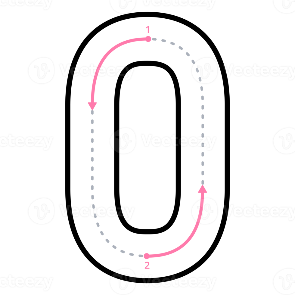How to write number 0 with tracing guide png