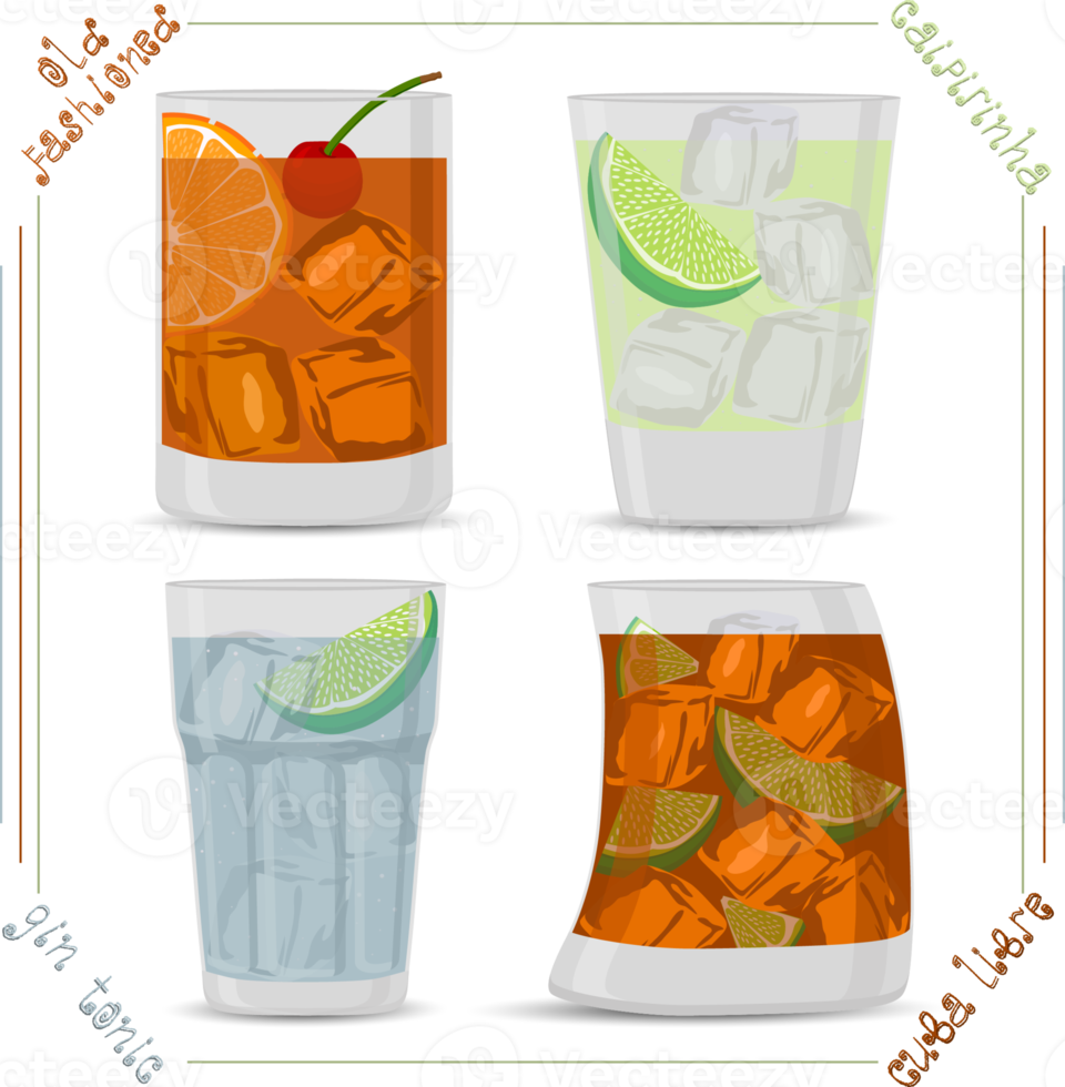 Various sweet tasty natural alcohol cocktail png