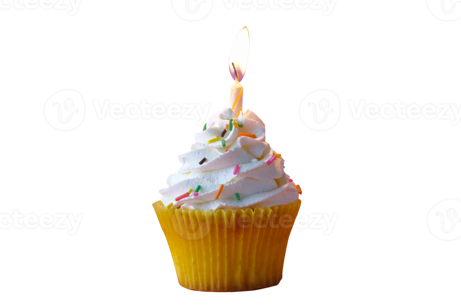 Homemade Birthday cupcake on isolated Background. png