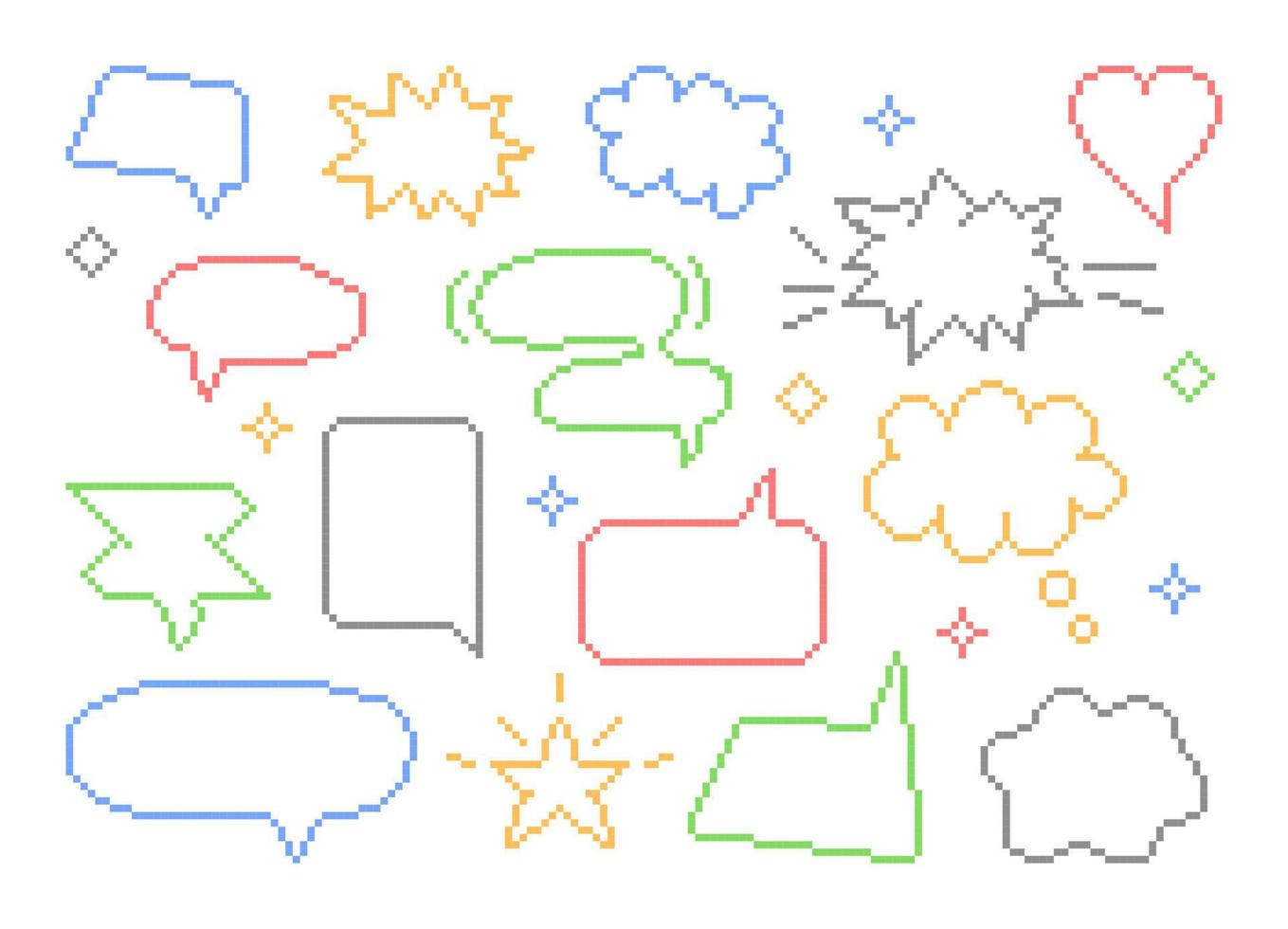 Speech bubbles on white. Abstract, dialog vector illustration in pixel style. Vector illustration in pixel style.