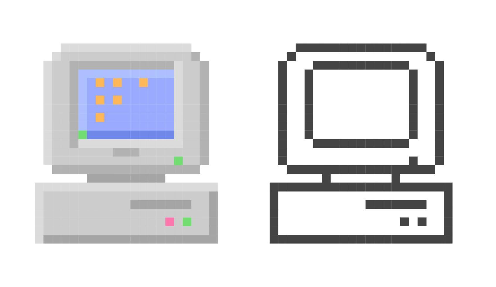 retro computadora icono. vector ilustración en píxel estilo.