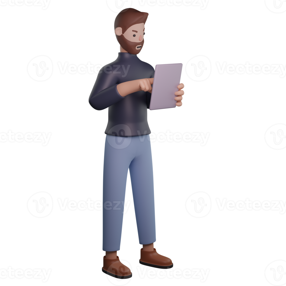 hombre utilizando tableta 3d png