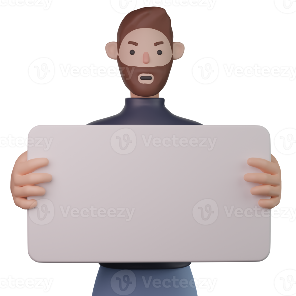 man innehav tom styrelse 3d png