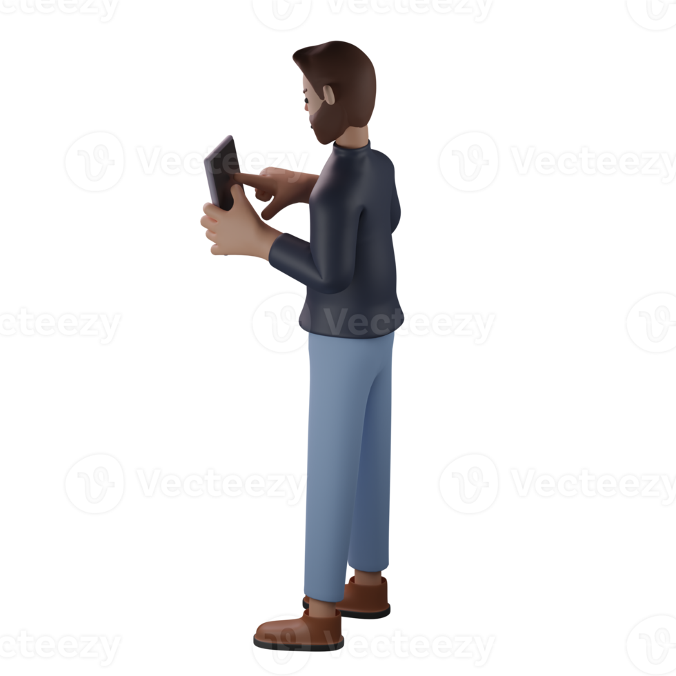 homme en utilisant tablette 3d png