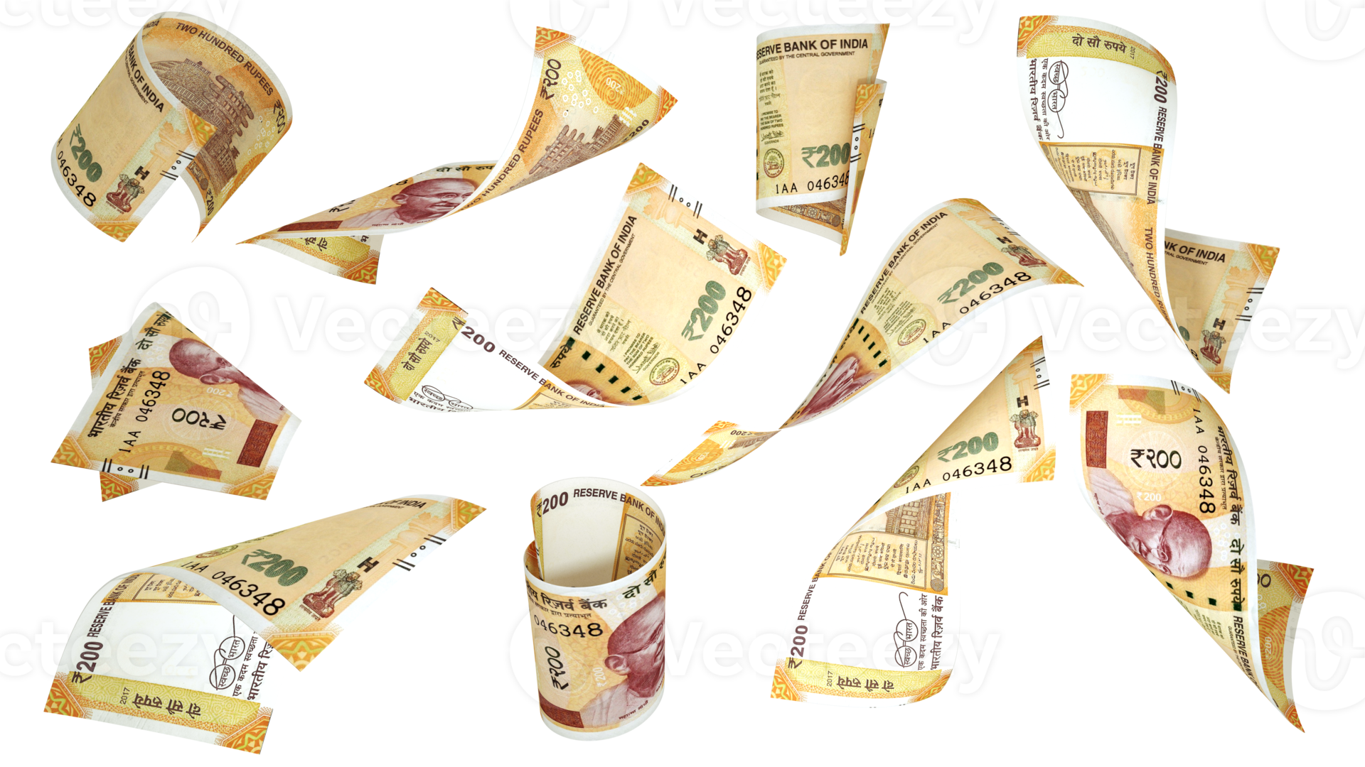 3D Rendering Of 200 Indian Rupee Notes Flying In Different Angles And 3d-rendering-of-200-indian-rupee-notes-flying-in-different-angles-and