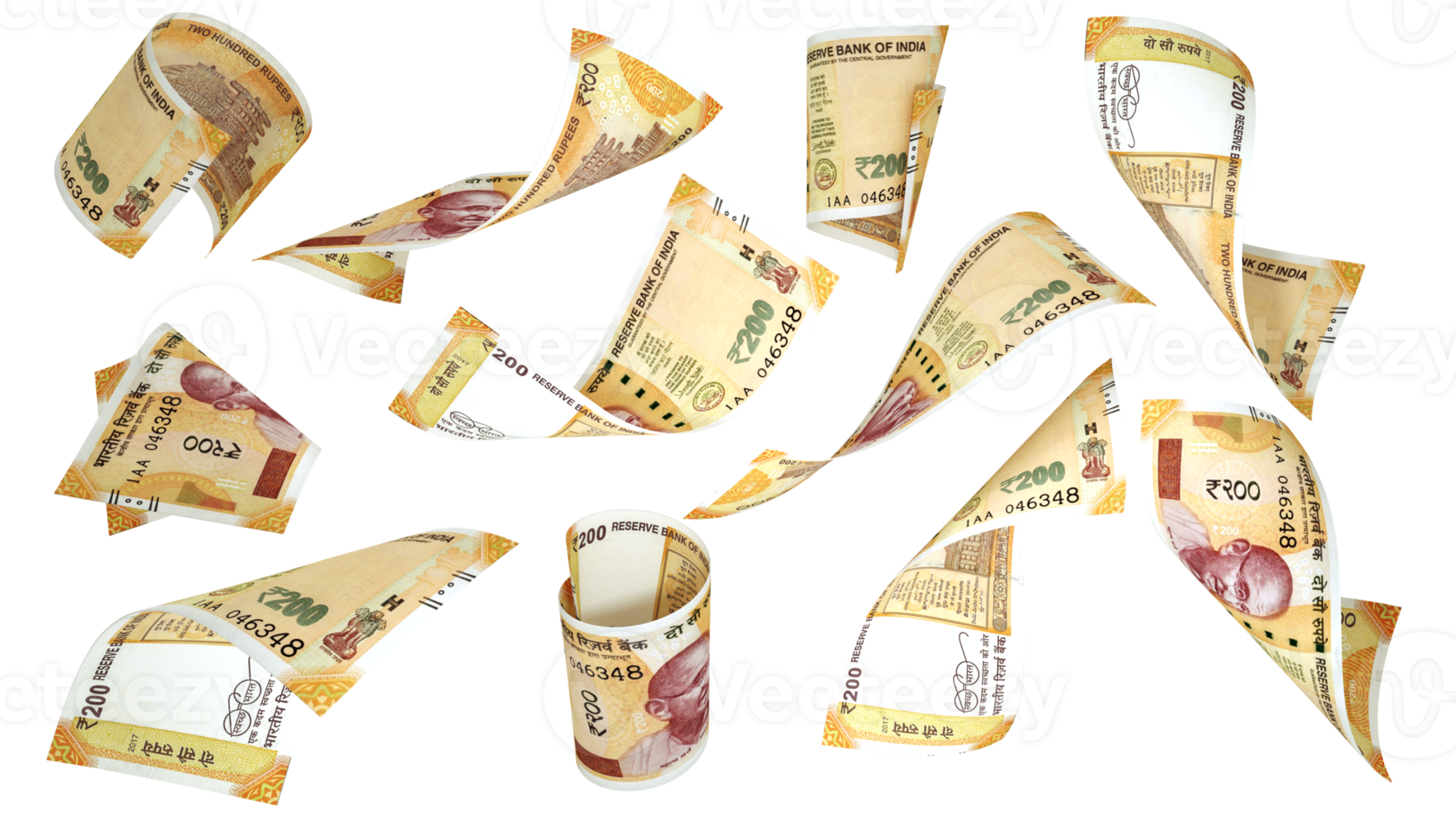 3D Rendering Of 200 Indian Rupee Notes Flying In Different Angles And 3d-rendering-of-200-indian-rupee-notes-flying-in-different-angles-and