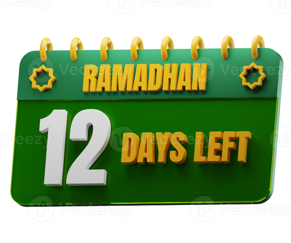 12 Days Left to Ramadan Month. Islamic Decorative Element. Ramadan Countdown. png