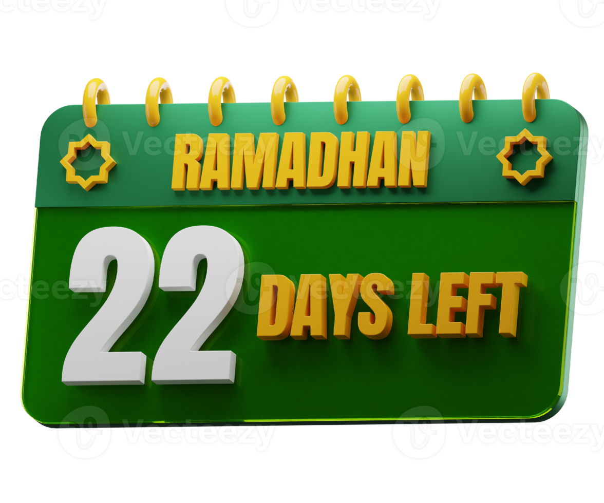 22 dias esquerda para Ramadã mês. islâmico decorativo elemento. Ramadã contagem regressiva. png