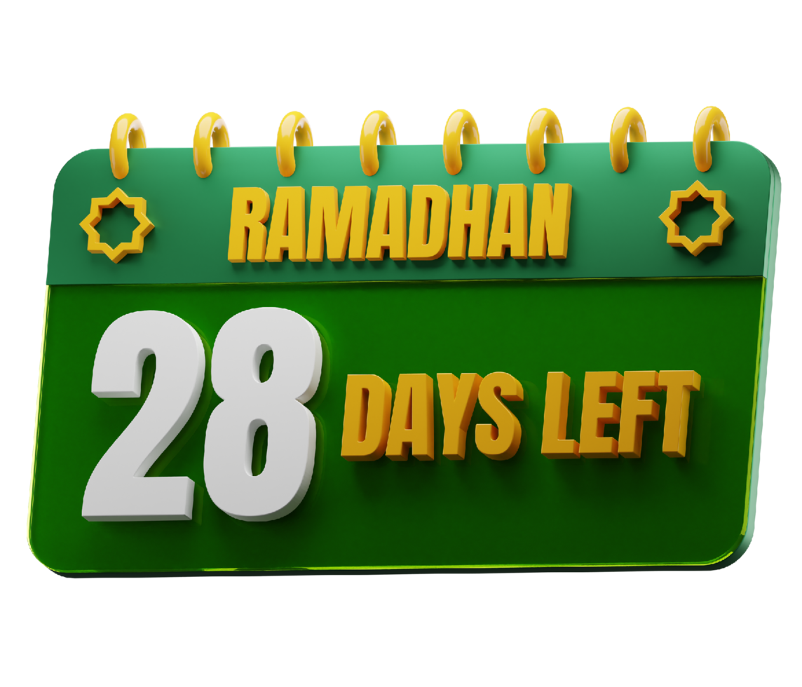 28 Days Left to Ramadan Month. Islamic Decorative Element. Ramadan Countdown. png