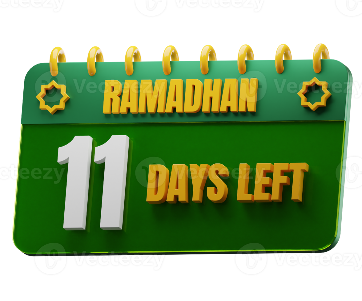 11 dias esquerda para Ramadã mês. islâmico decorativo elemento. Ramadã contagem regressiva. png