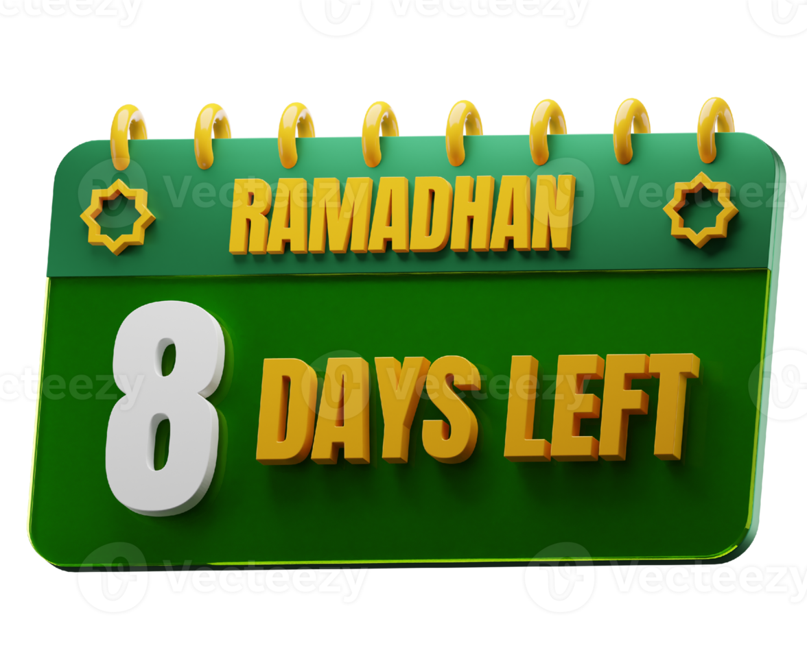 8 dias esquerda para Ramadã mês. islâmico decorativo elemento. Ramadã contagem regressiva. png