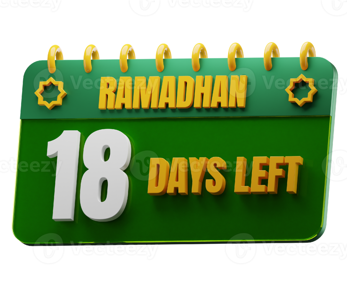 18 dias esquerda para Ramadã mês. islâmico decorativo elemento. Ramadã contagem regressiva. png