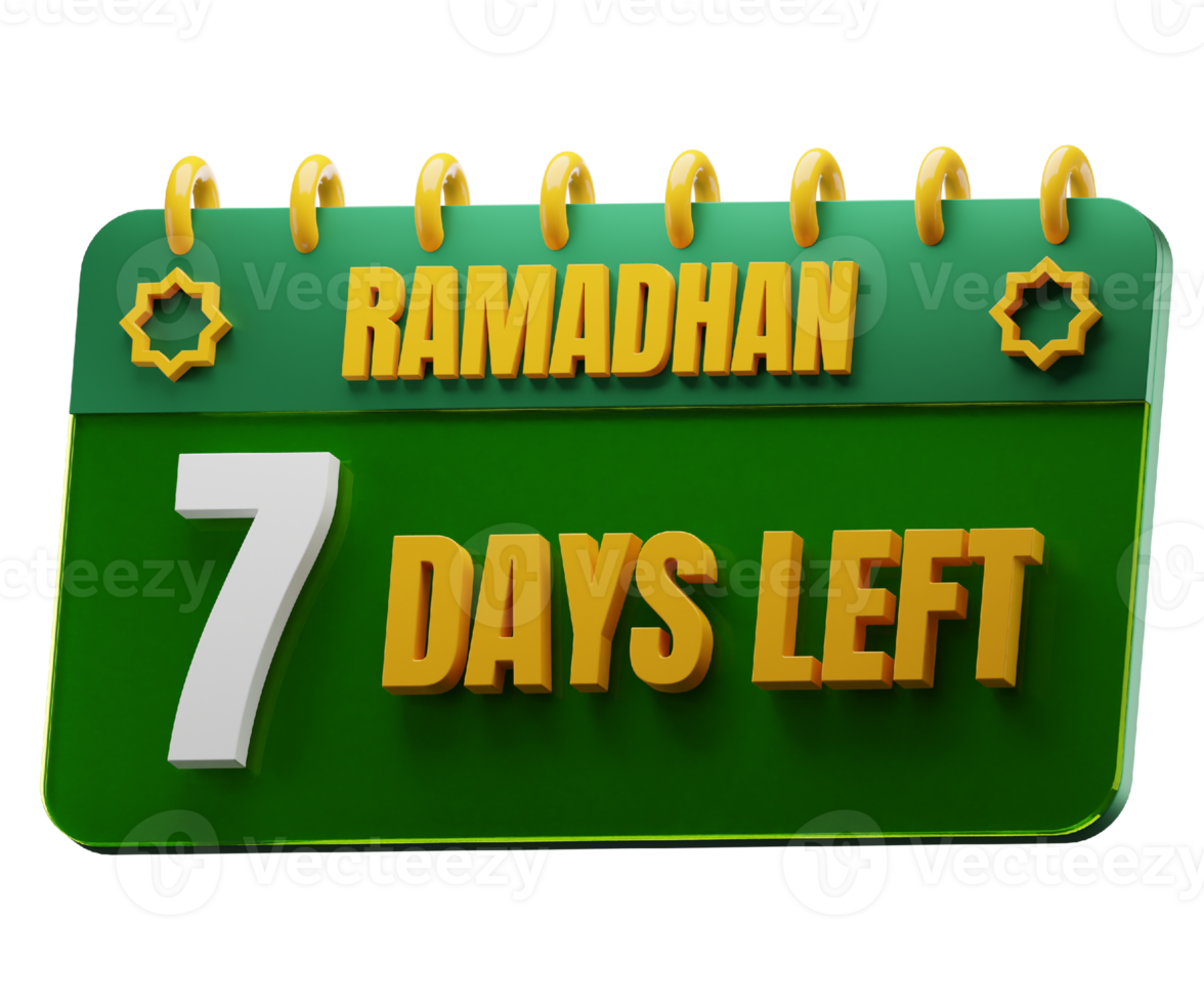 7 Days Left to Ramadan Month. Islamic Decorative Element. Ramadan Countdown. png