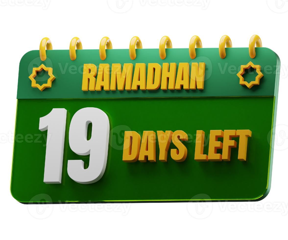 19 Days Left to Ramadan Month. Islamic Decorative Element. Ramadan Countdown. png