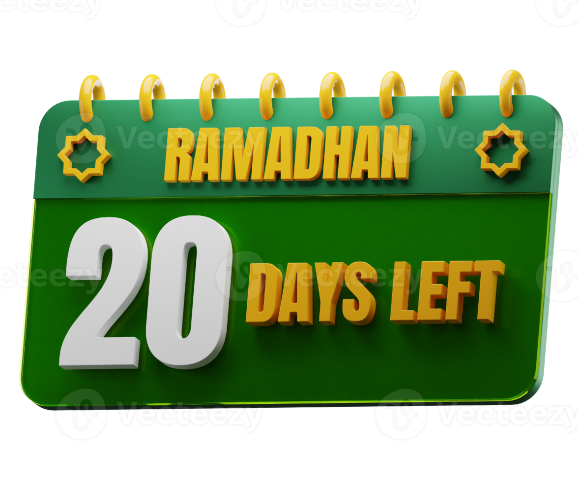 20 dagar vänster till ramadan månad. islamic dekorativ element. ramadan nedräkning. png