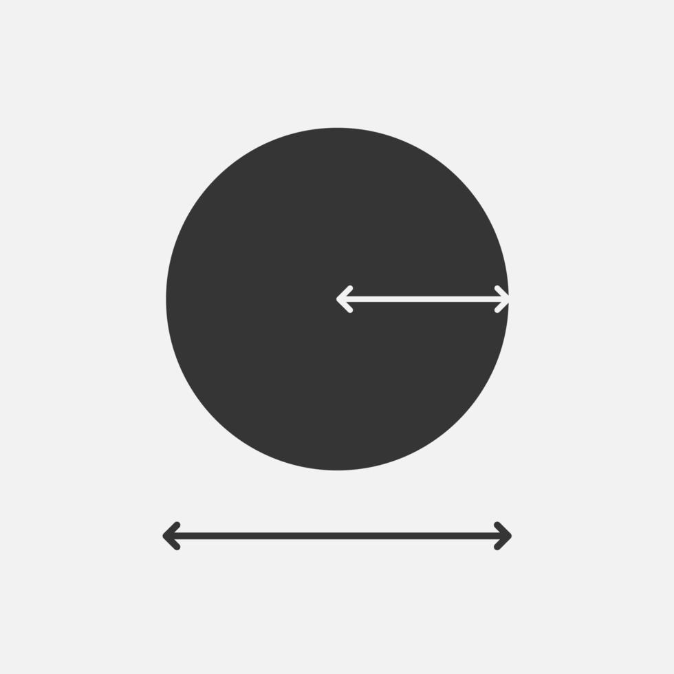 circle diameter and radius icon. Arrows inside and outside. Vector illustration