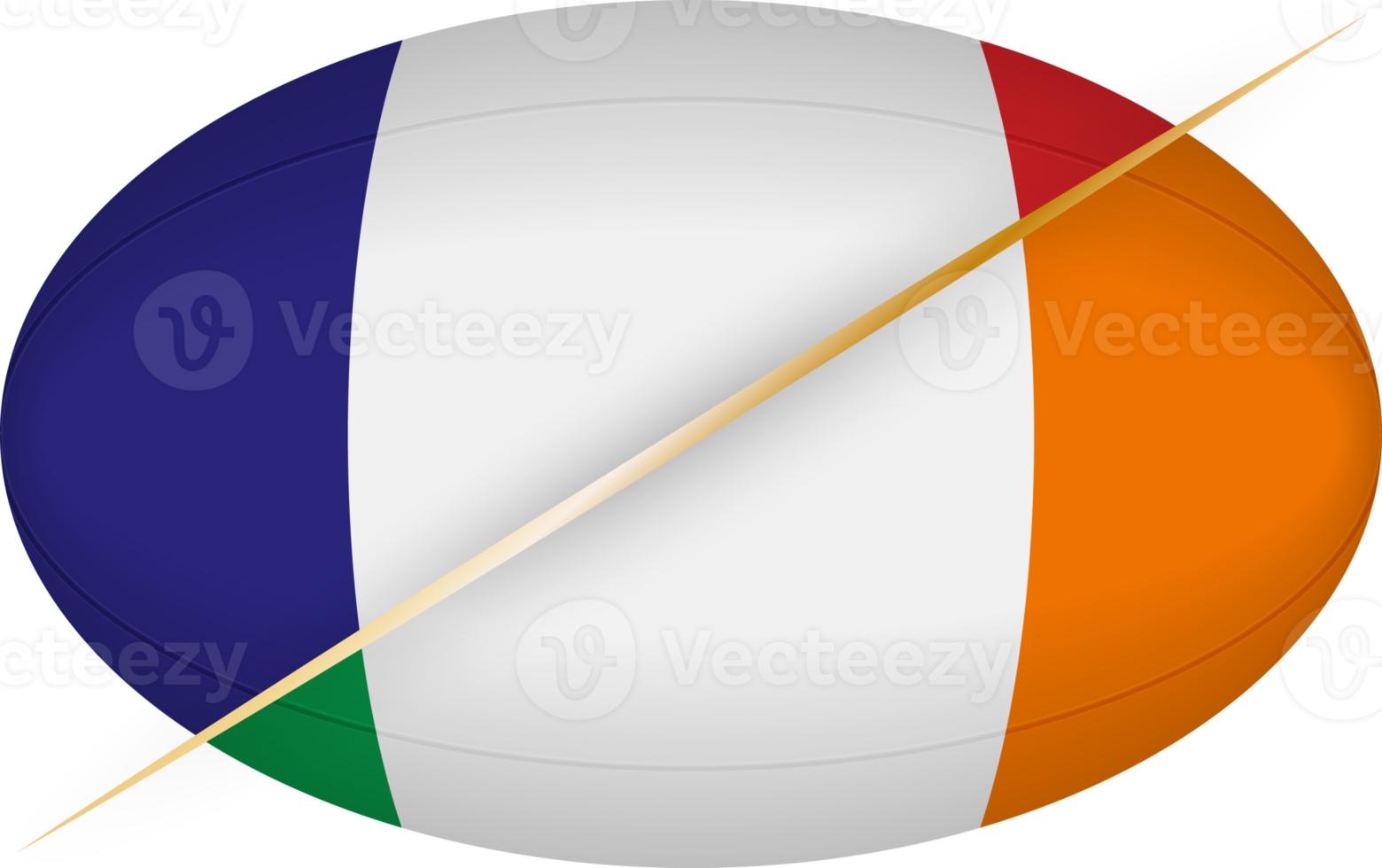 France vs Ireland icon in the shape of a rugby ball png