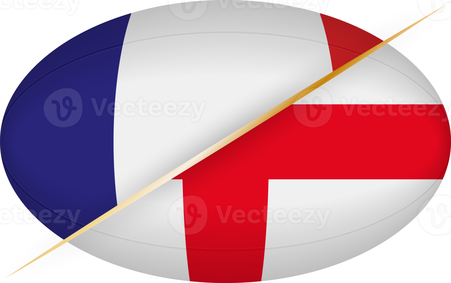 France vs England icon in the shape of a rugby ball png