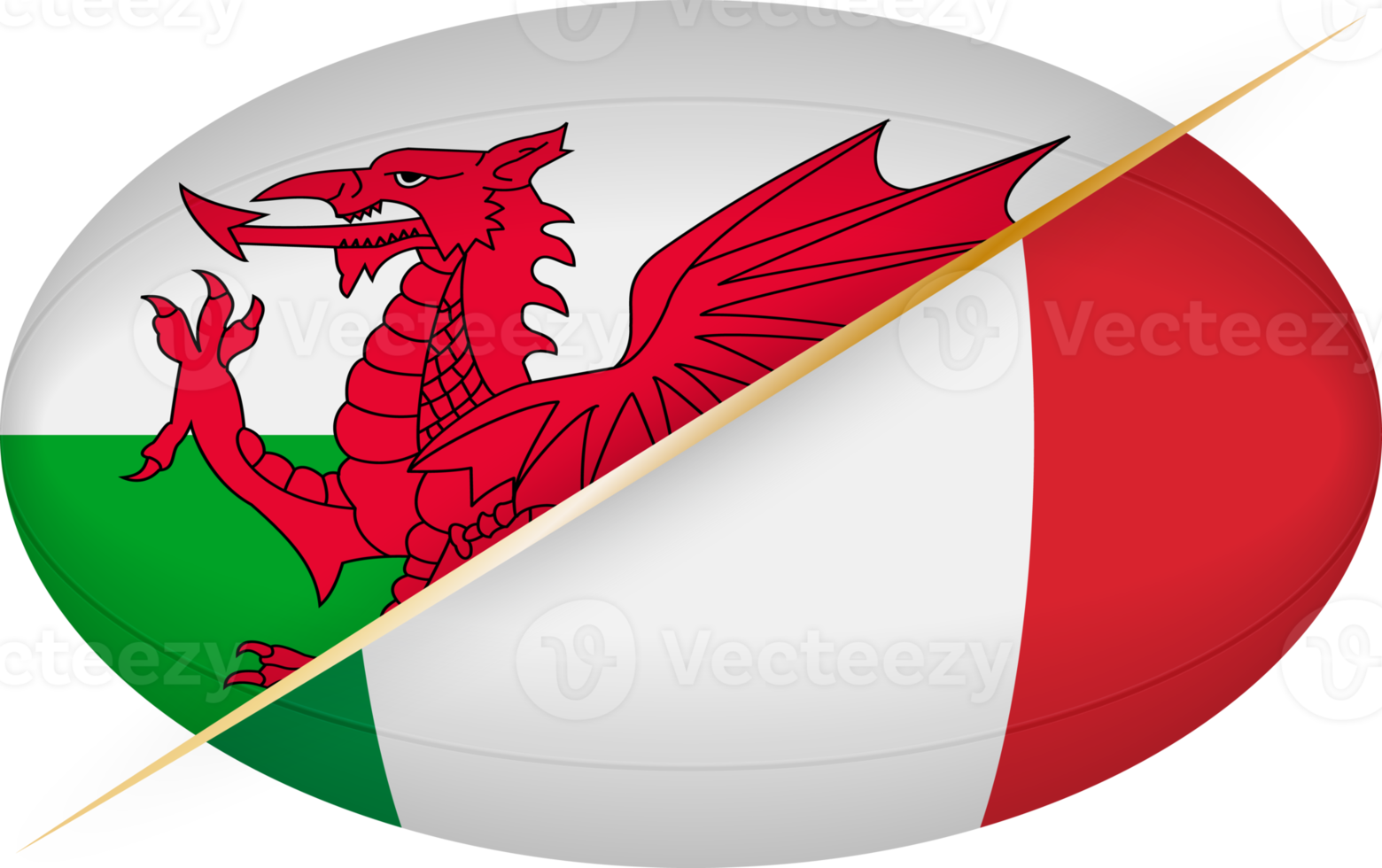 Wales vs. Italien Symbol im das gestalten von ein Rugby Ball png
