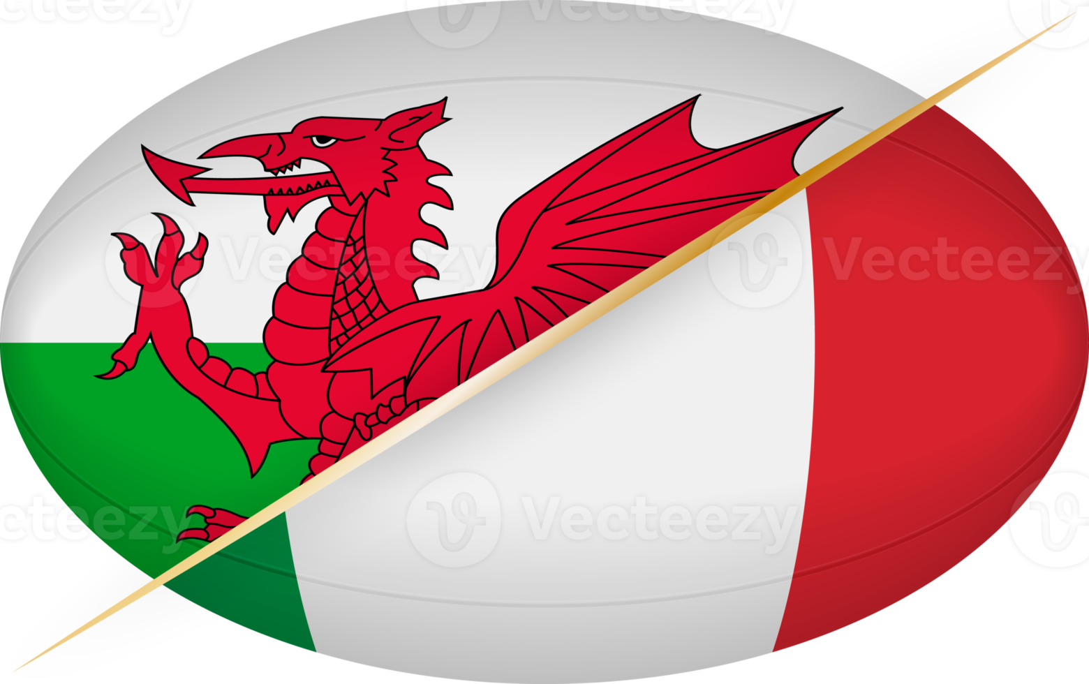 Wales vs Italy icon in the shape of a rugby ball png