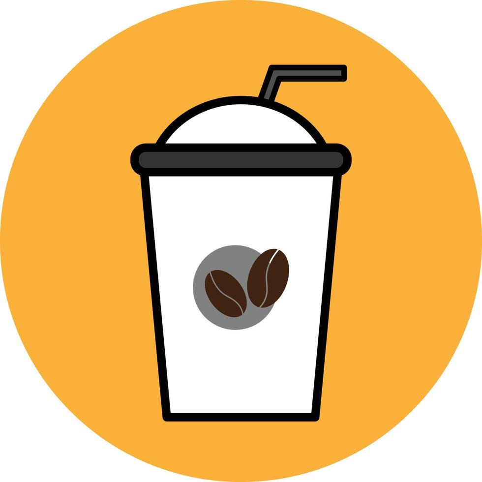 Ice Coffee Drink Filled Outline Icon vector