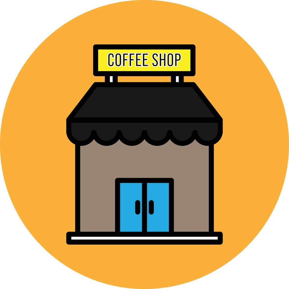 café tienda lleno contorno icono vector