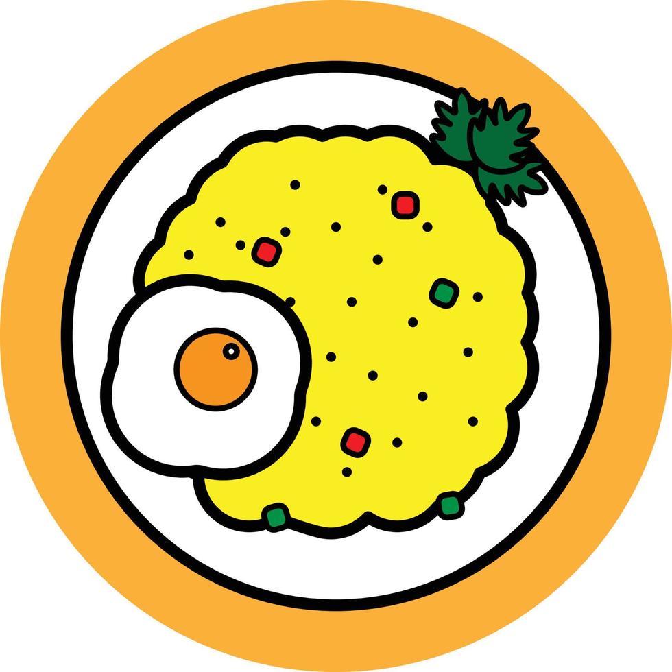 Fried Rice Food Filled Outline Icon vector