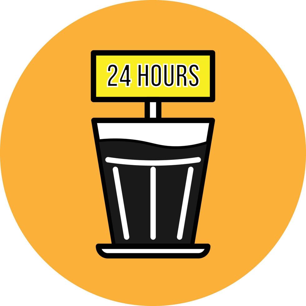 24 Hours Coffee Filled Outline Icon vector