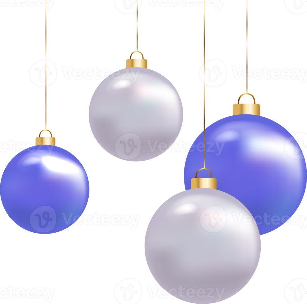 3d realistico Natale ornamento decorazione bianca e blu fronzolo palla impostato png