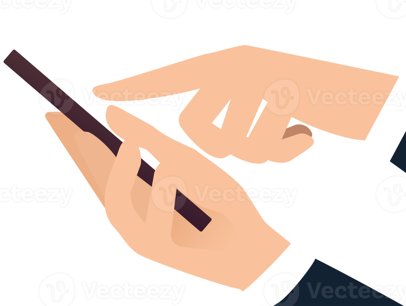 Businessman touching mobile phone.hands pointing index finger, touch screen interaction png