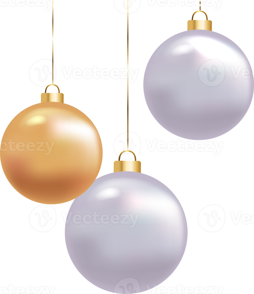3D realistic Christmas ornament decoration white and blue bauble ball set png