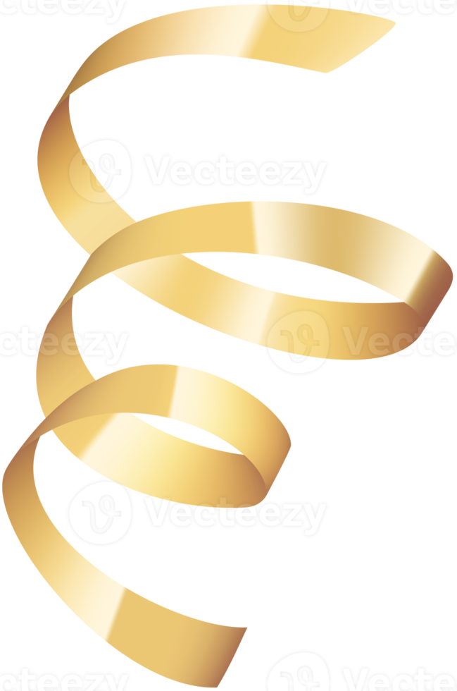 Shiny golden confetti and ribbons. png
