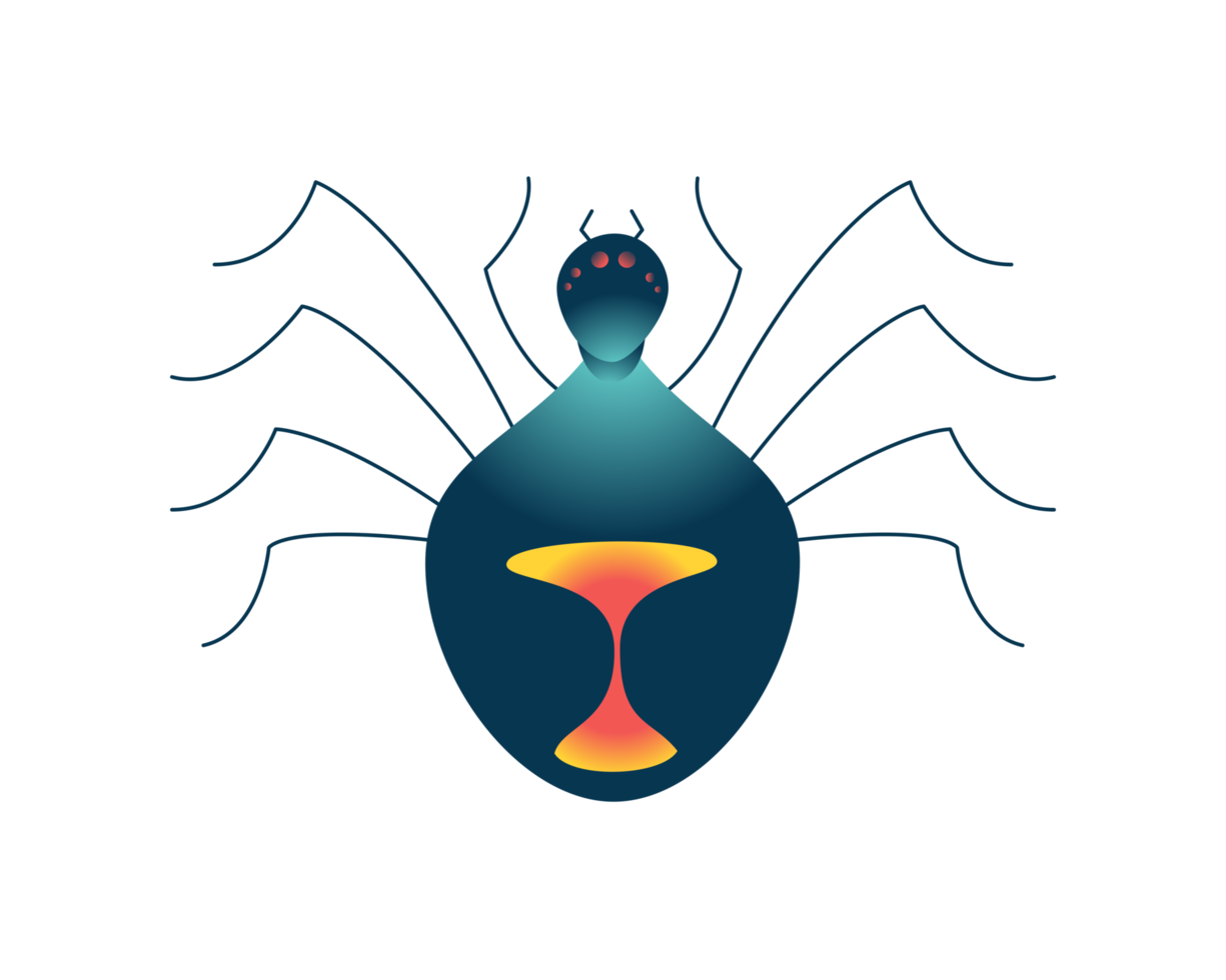 Blue Spider with Orange Marking Drawing png