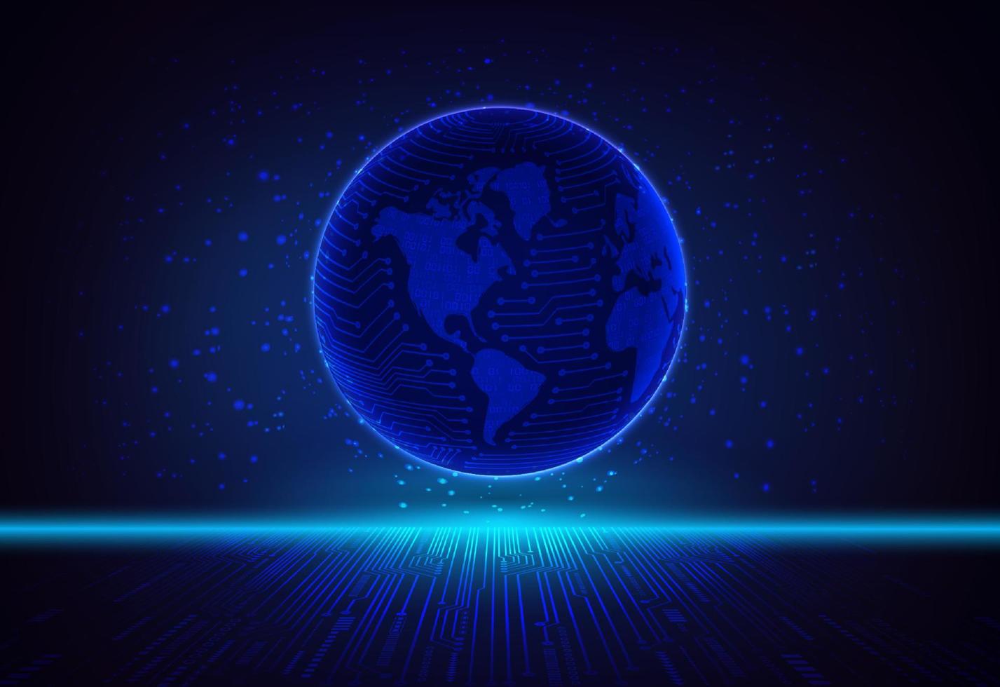 Modern Holographic Globe on Technology Background vector