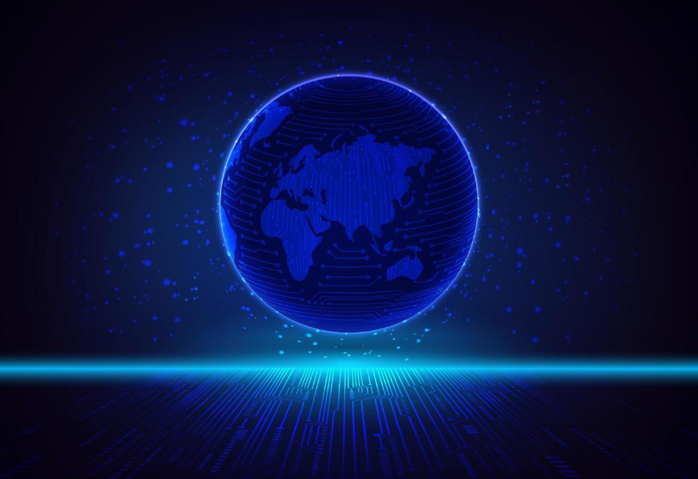 Modern Holographic Globe on Technology Background vector