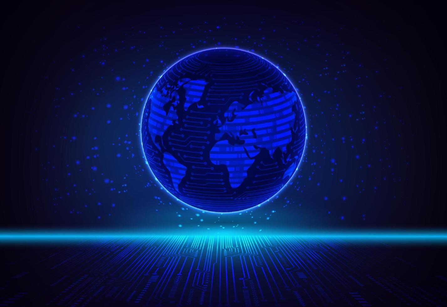 Modern Holographic Globe on Technology Background vector
