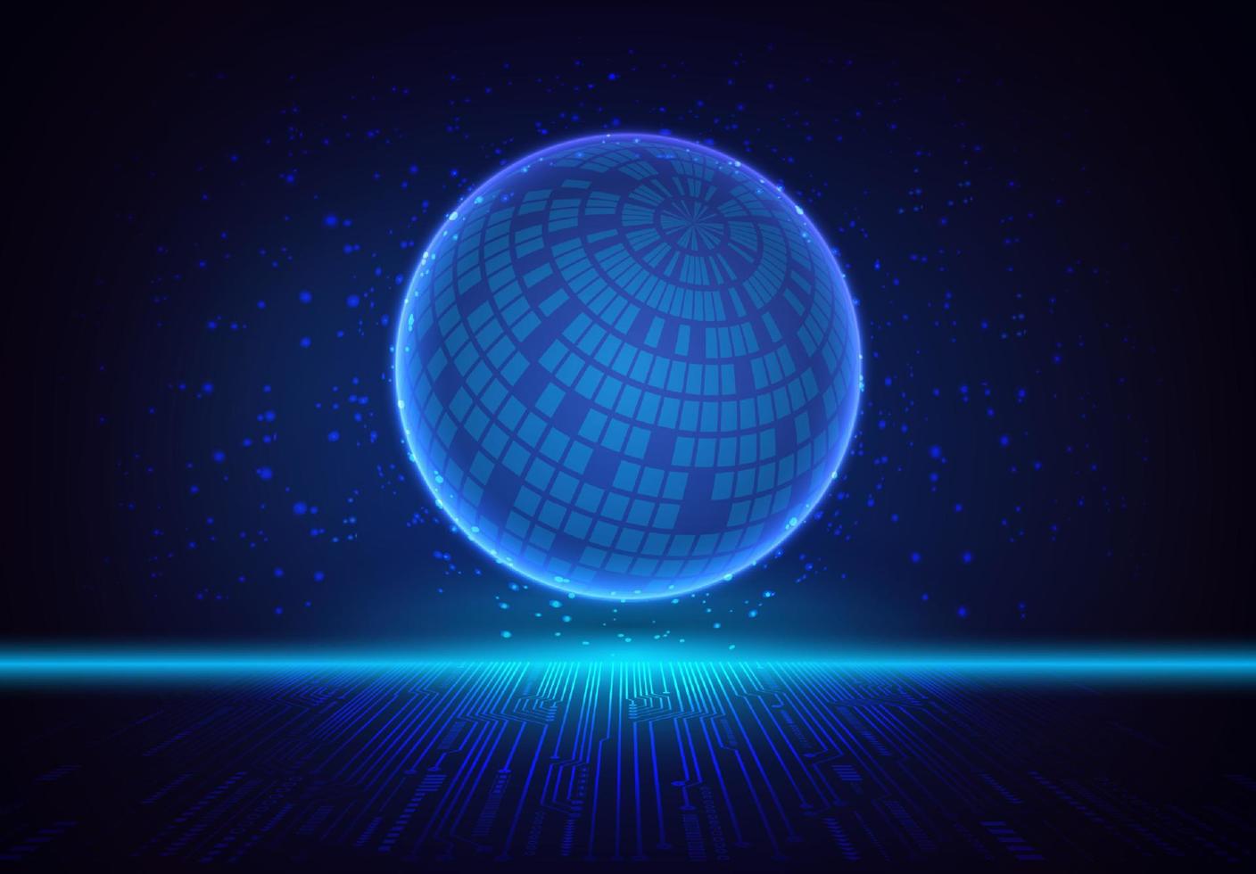 Modern Holographic Globe on Technology Background vector