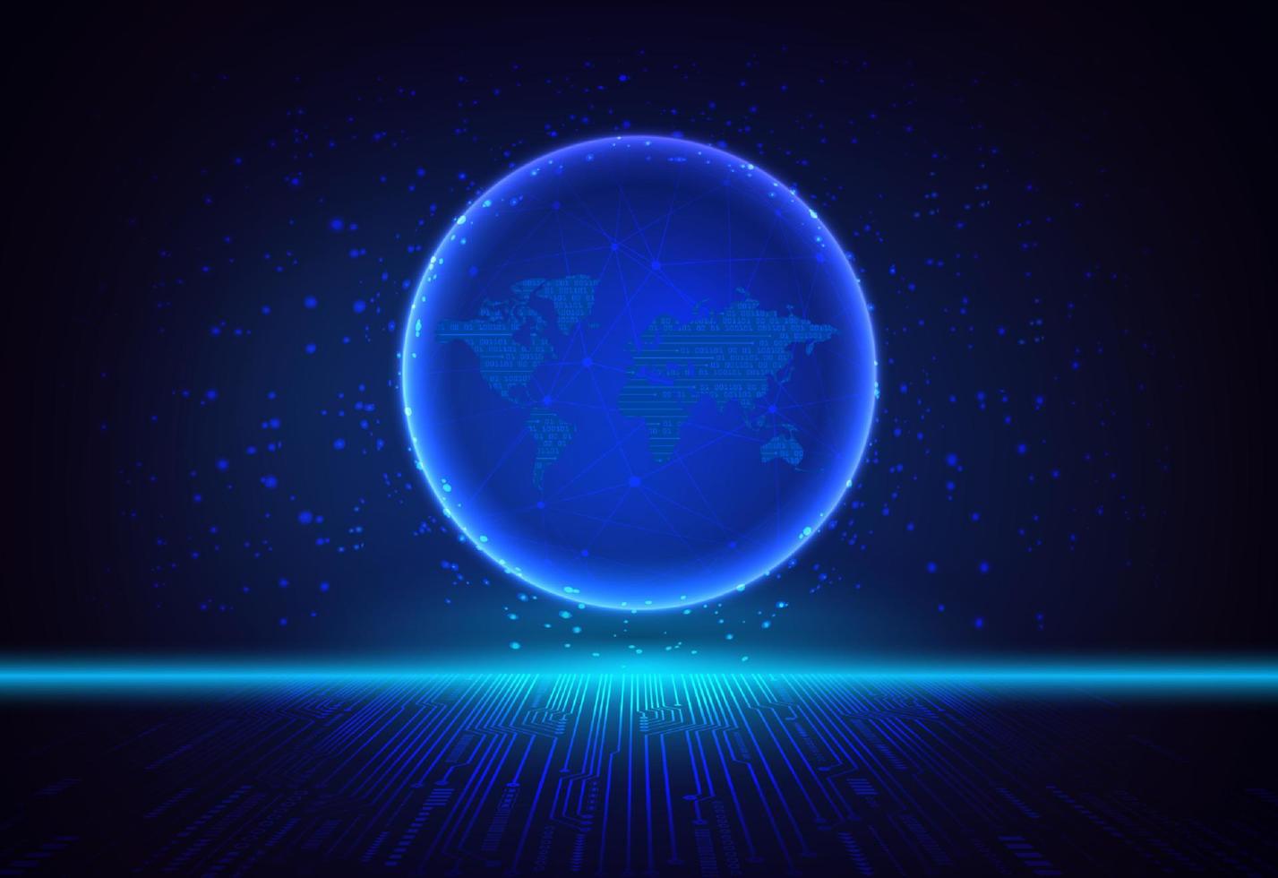 Modern Holographic Globe on Technology Background vector
