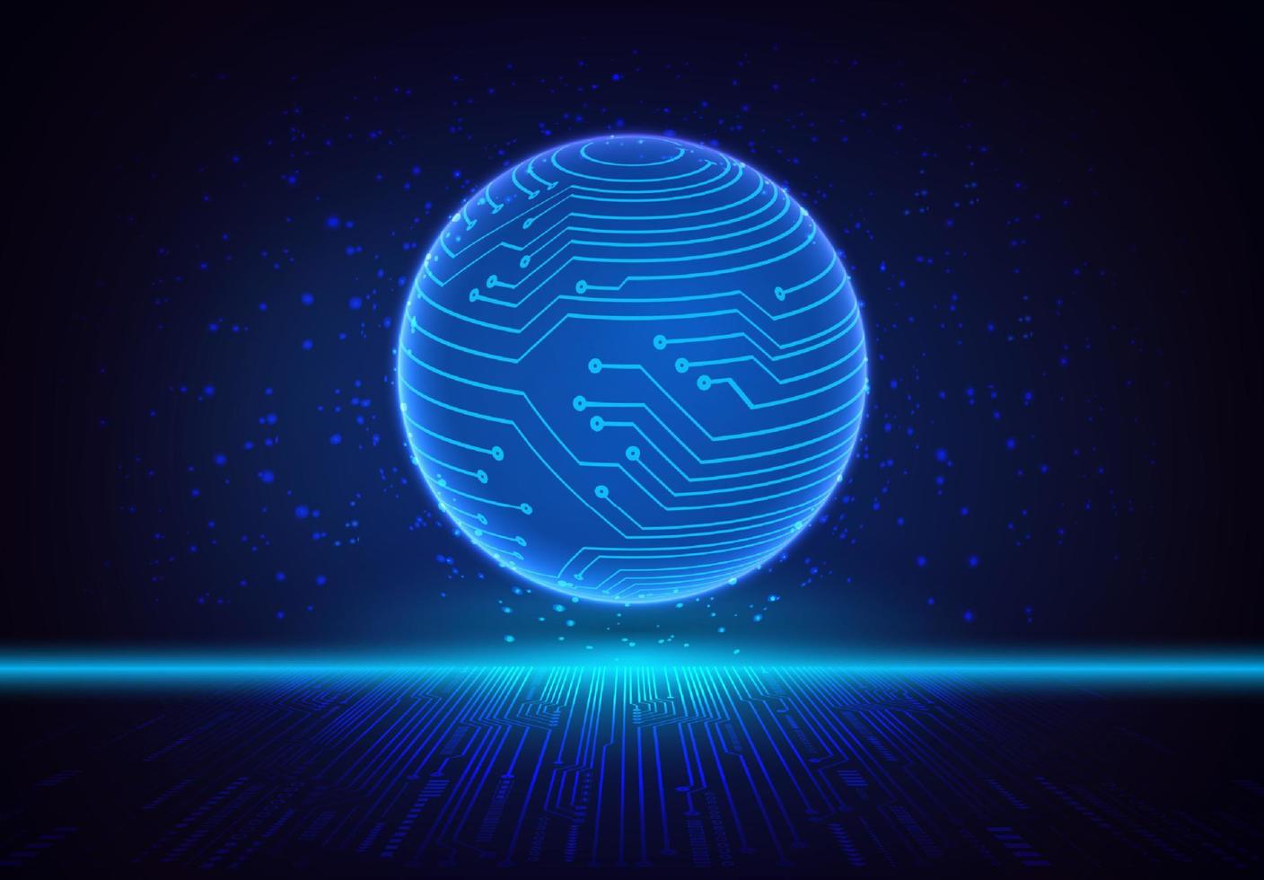 Modern Holographic Globe on Technology Background vector