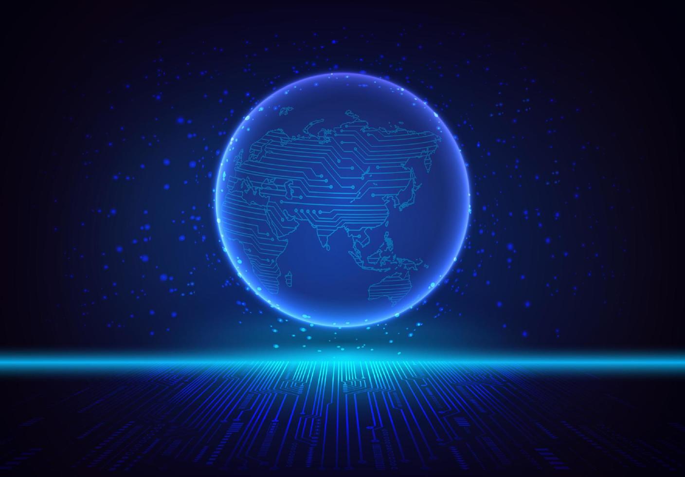 Modern Holographic Globe on Technology Background vector