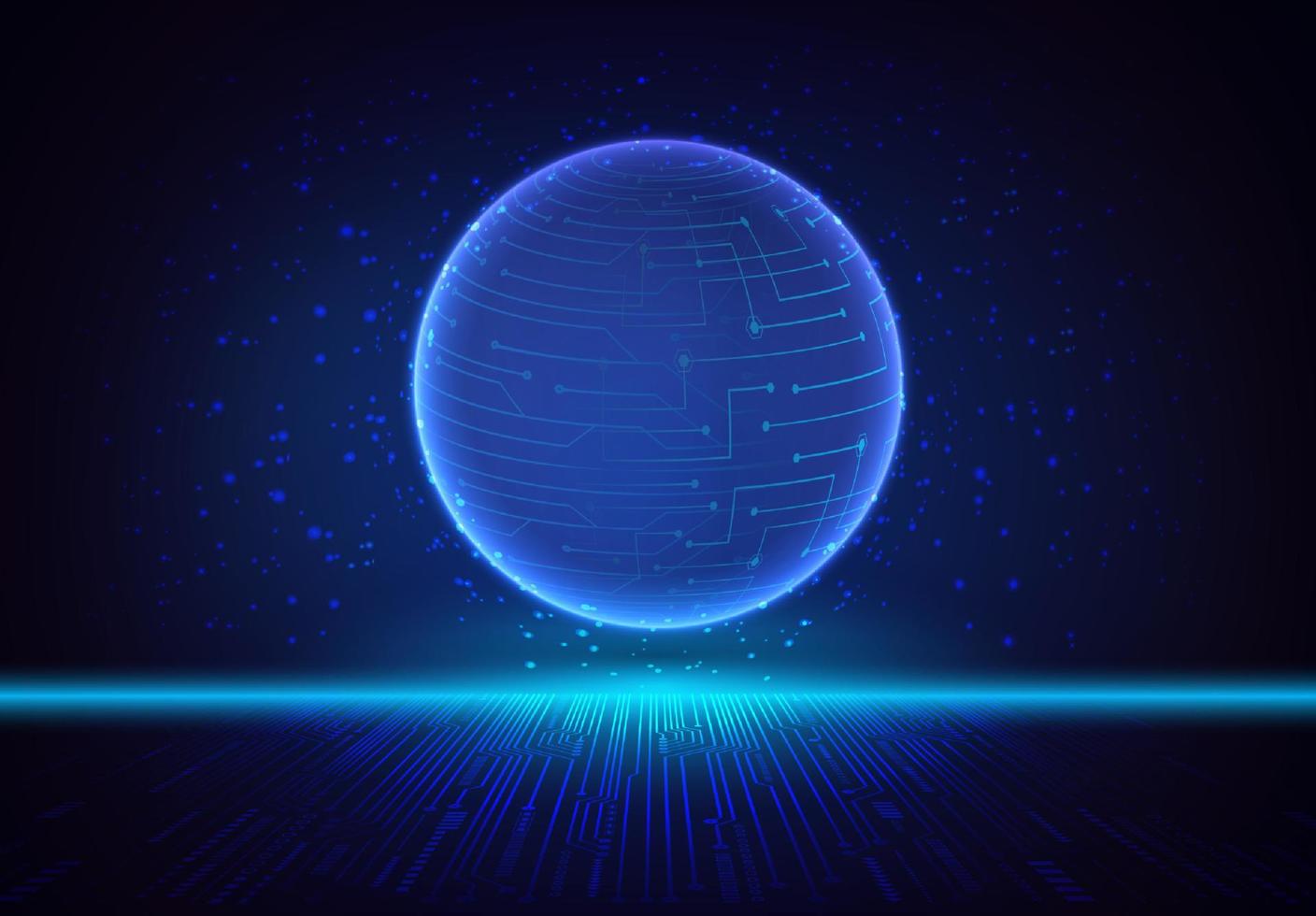 Modern Holographic Globe on Technology Background vector