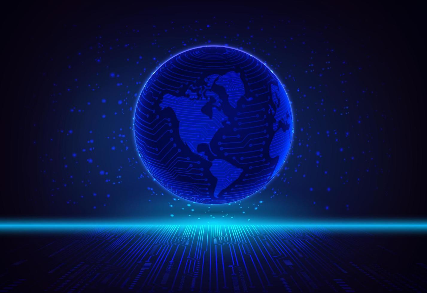Modern Holographic Globe on Technology Background vector