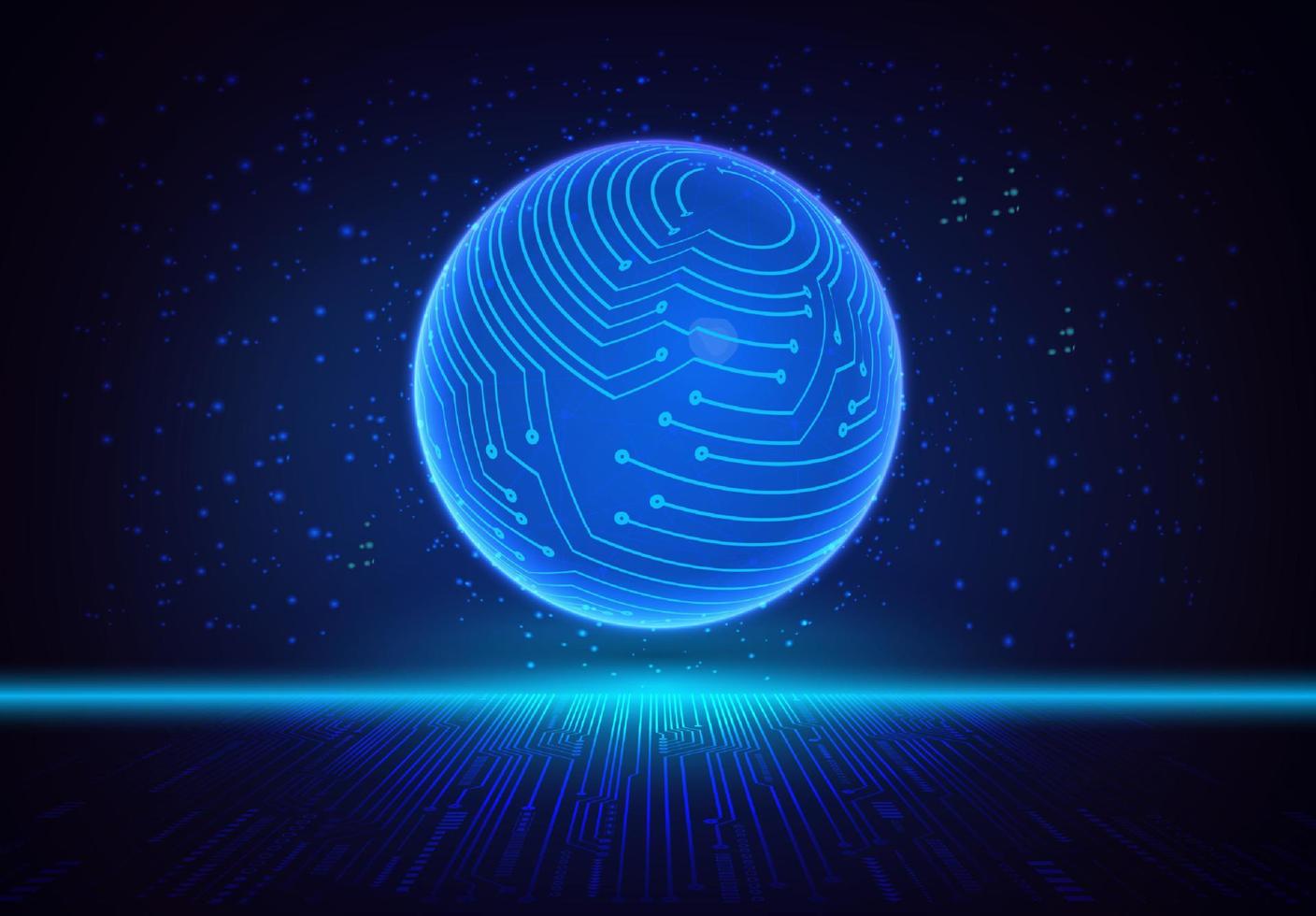 Modern Holographic Globe on Technology Background vector
