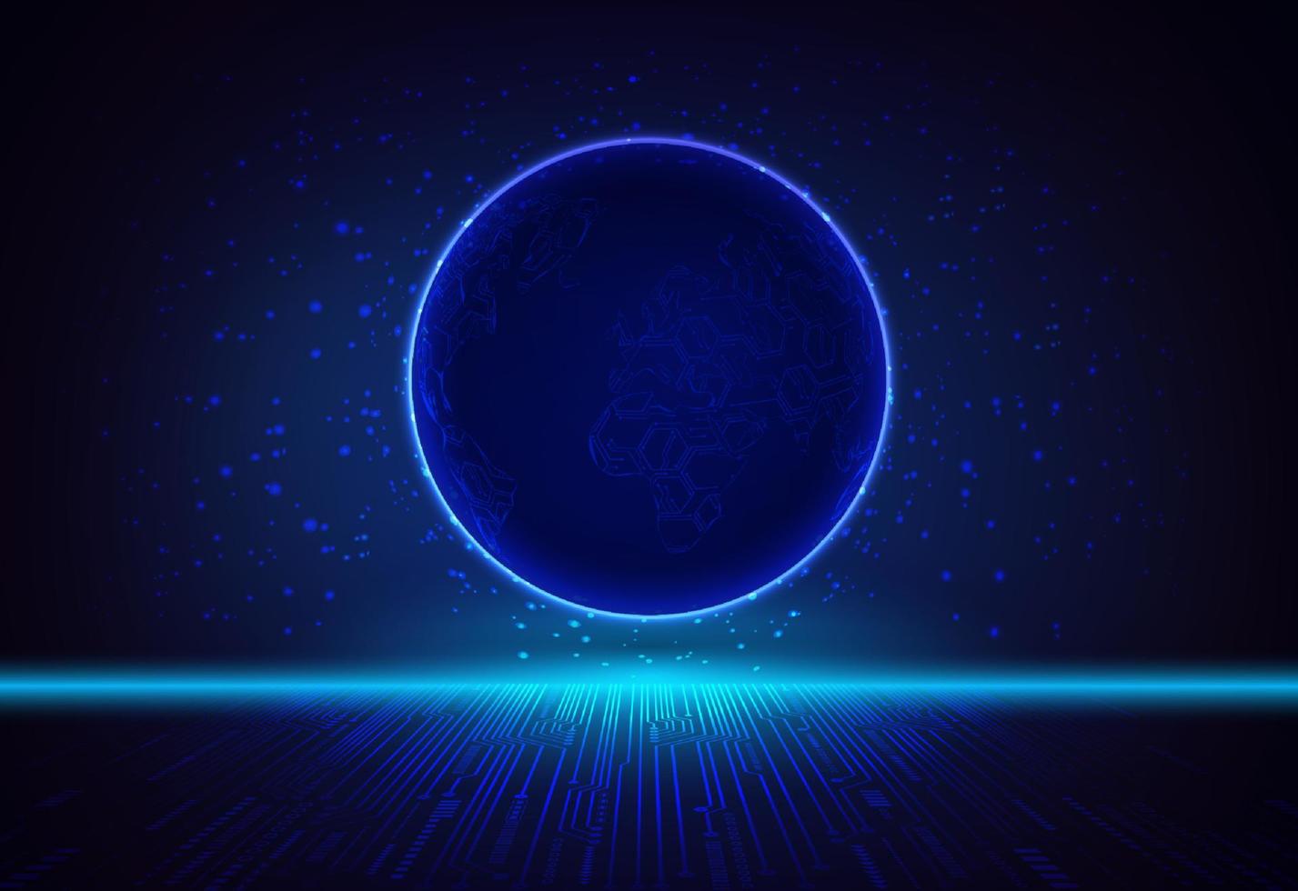 Modern Holographic Globe on Technology Background vector