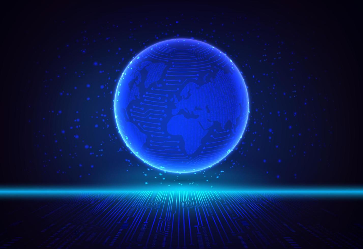 Modern Holographic Globe on Technology Background vector